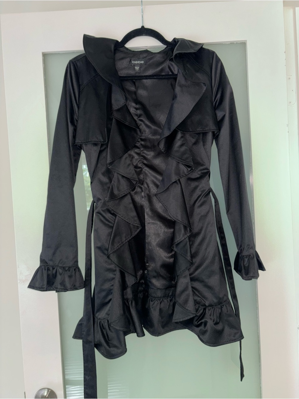 bebe Black Ruffle coat